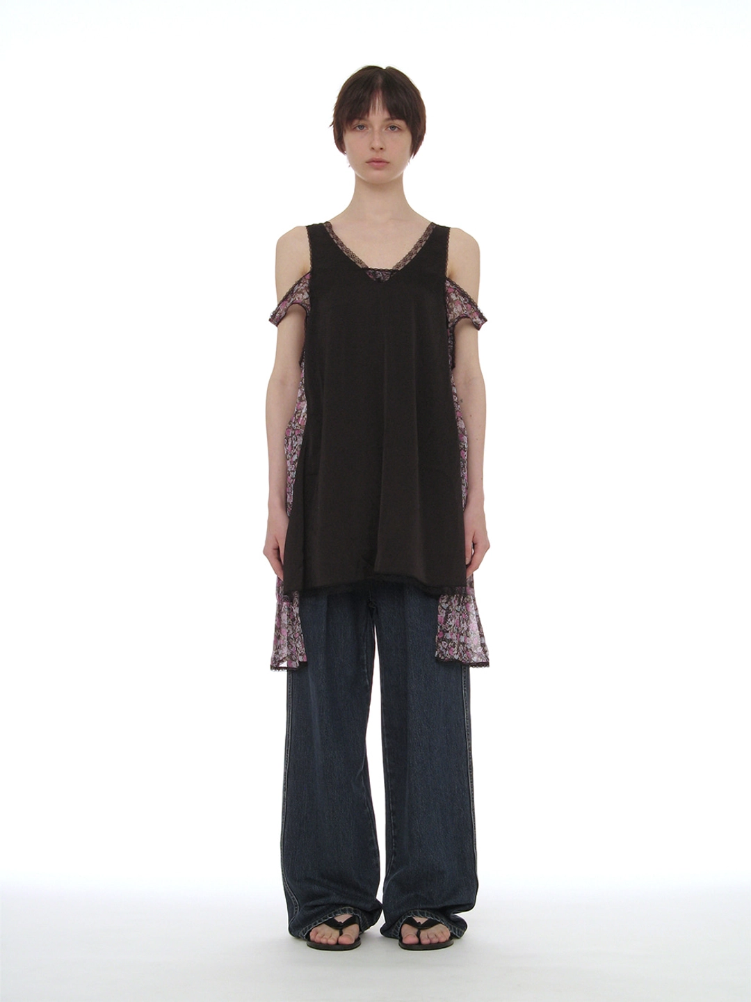 파르티멘토 [WOMEN] ASYMMETRIC LACE TRIM SLIP DRESS_BLACK 상품 이미지 2