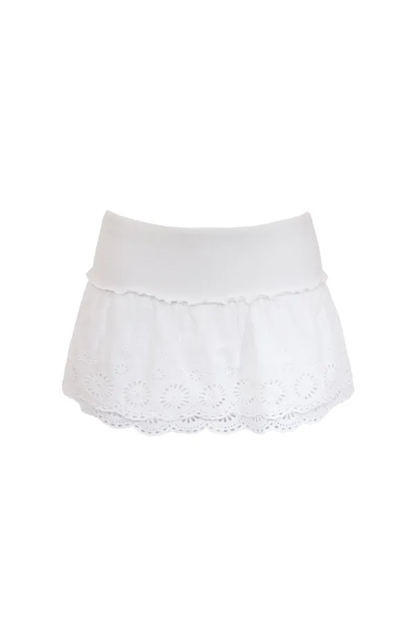 COTTON LACE SKIRT PANTS WHITE