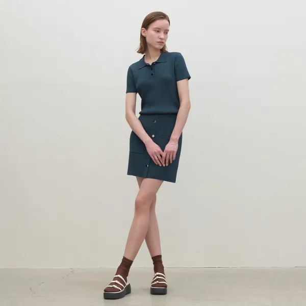 (SK-4928)FELLA RIBBED SET-UP MINI KNIT SKIRT