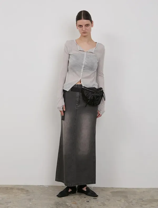 DENIM MAXI SKIRT [CHARCOAL]
