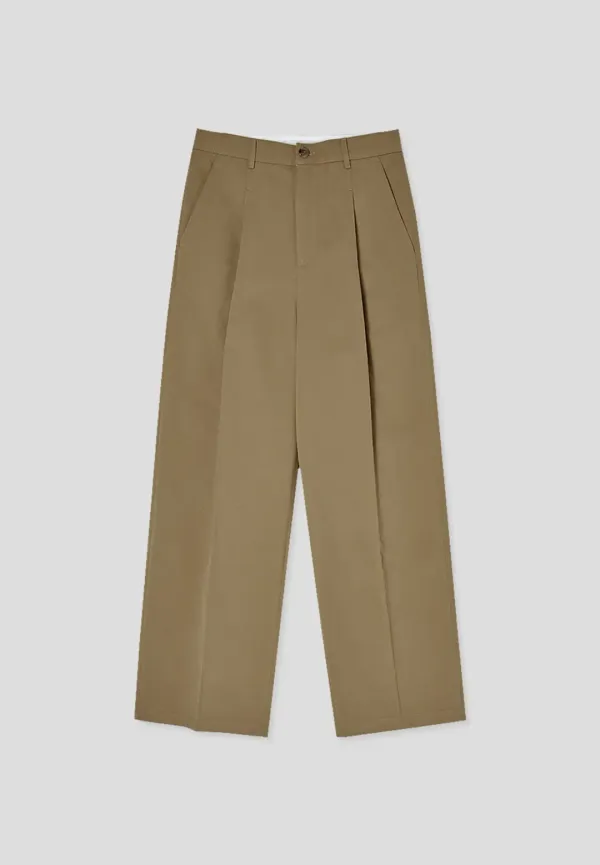 Cotton pintuck chino pants (beige)