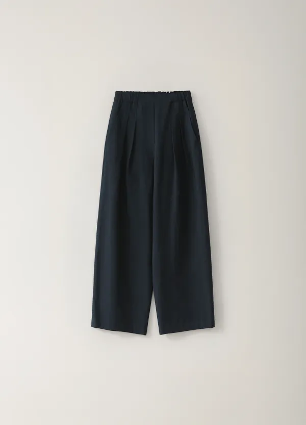 Wood Two-Tuck Banding Pants - Navy