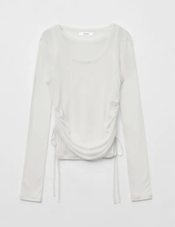 [SET] 사이드 셔링 레이어드 티셔츠 화이트 MDTS067WHITE