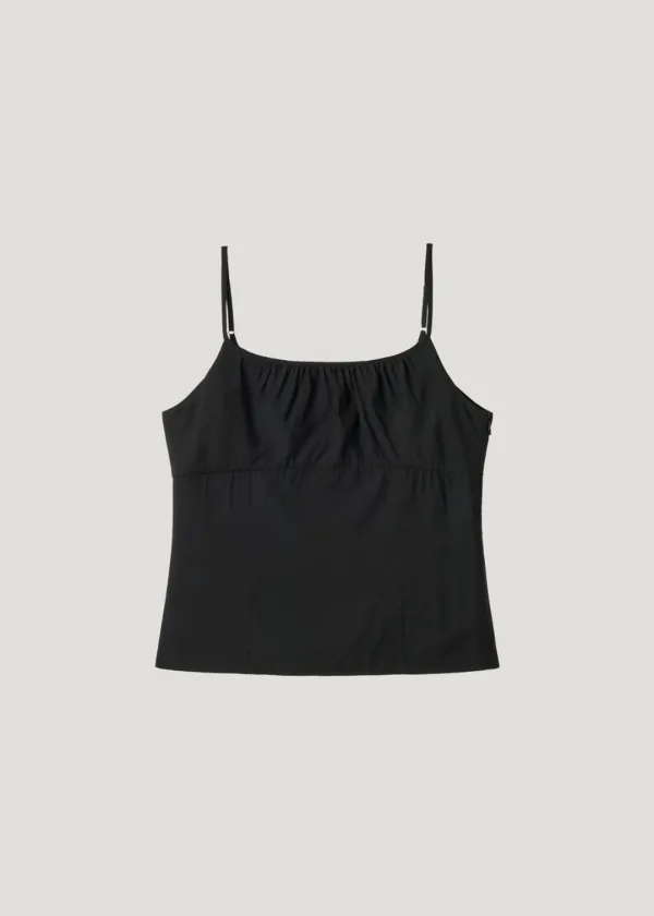 Chiffon Shirring Camisole_Black