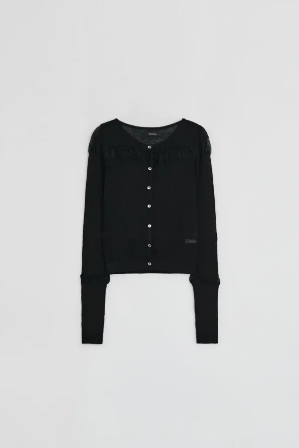 SEE THROUGH SHIRRING CARDIGAN
