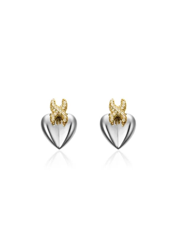 X Heart Studs_Cubic