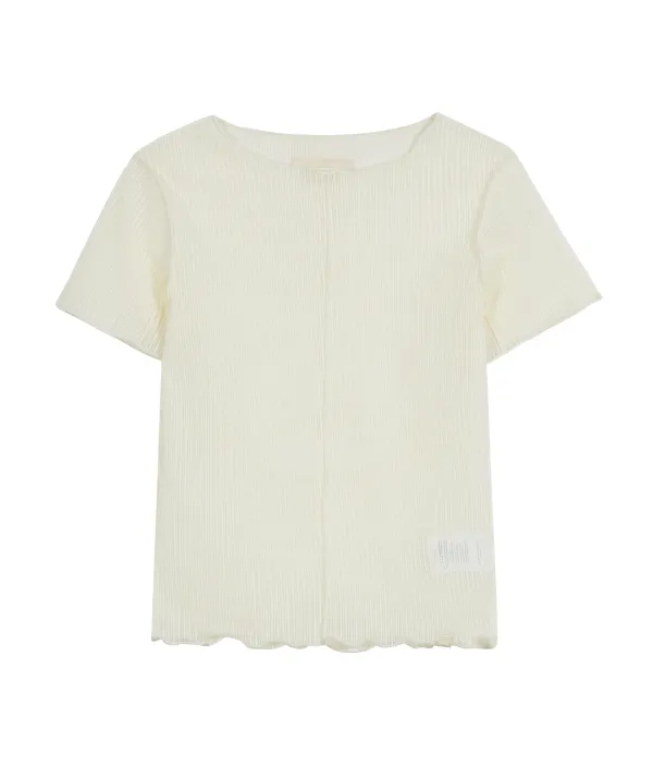 Back Slit Lettuce Stitch Top [Yellow]
