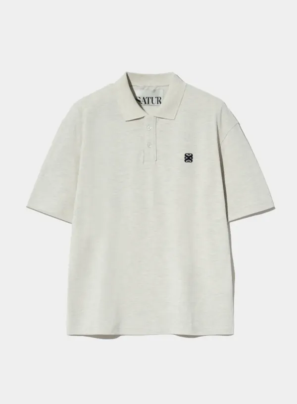 Basic Pique Polo T-Shirt - Melange Ivory