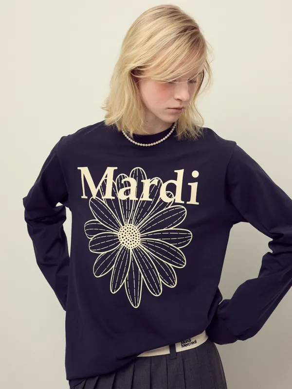 TSHIRT LONG SLEEVE FLOWERMARDI_NAVY CREAM