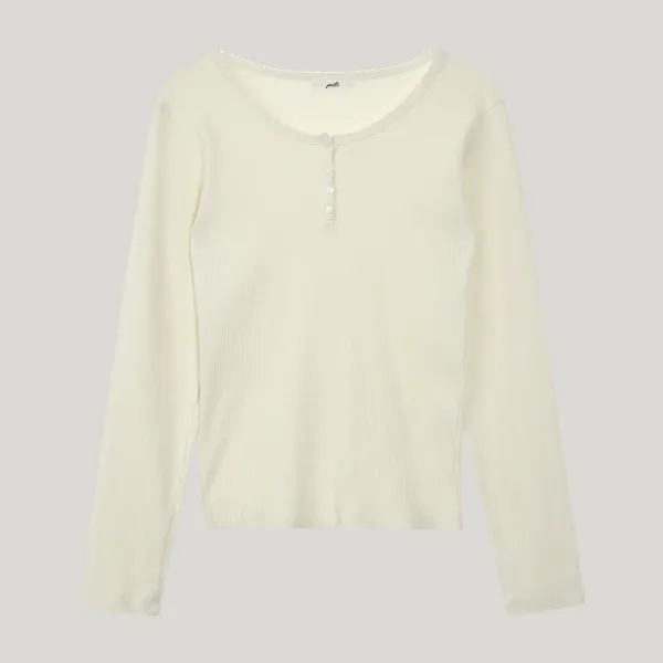 [Restocks] lace long sleeved button t-shirts_cream