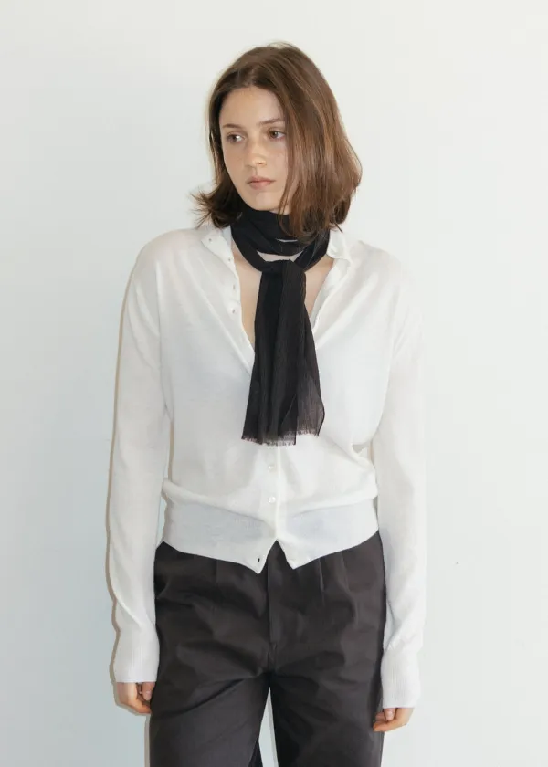 [2nd] Highneck Button Cardigan in Ivory