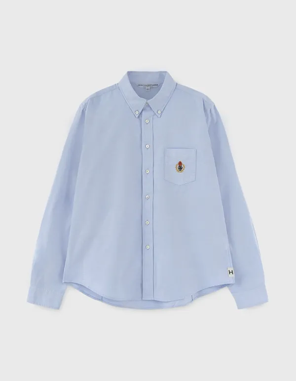 CREST WASHED OXFORD SHIRT (W) / Sky Blue