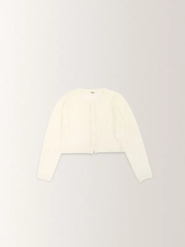 FRILL CROCHET LAYERED CARDIGAN [ CREAM ]