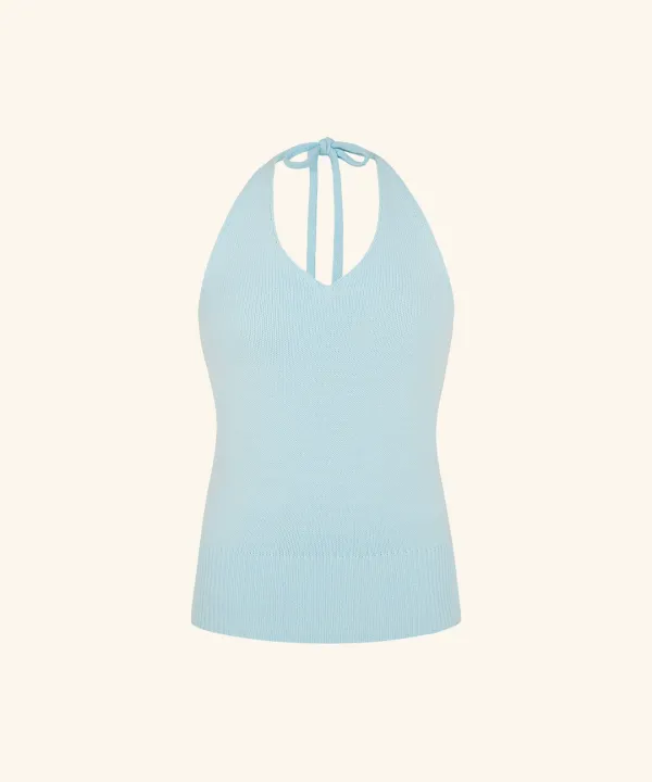 Pepper Halter Neck Summer Knit Bustier (Sky Blue)