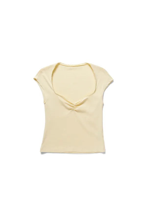 Heart shirring t-shirt_yellow