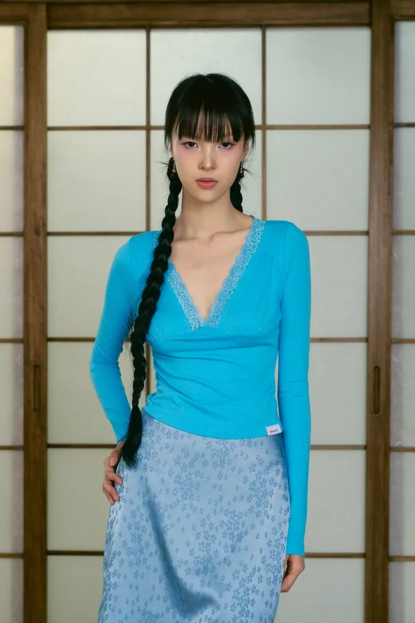 SEREIN SHIRRING TOP (BLUE)