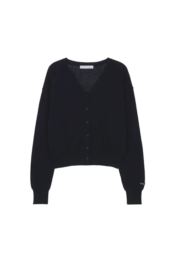 Cotton Silk Cardigan, Black