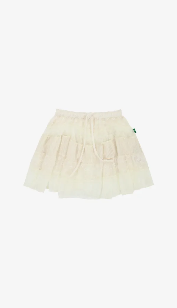 244. Mixed Pattern Mini Skirt _ Ivory