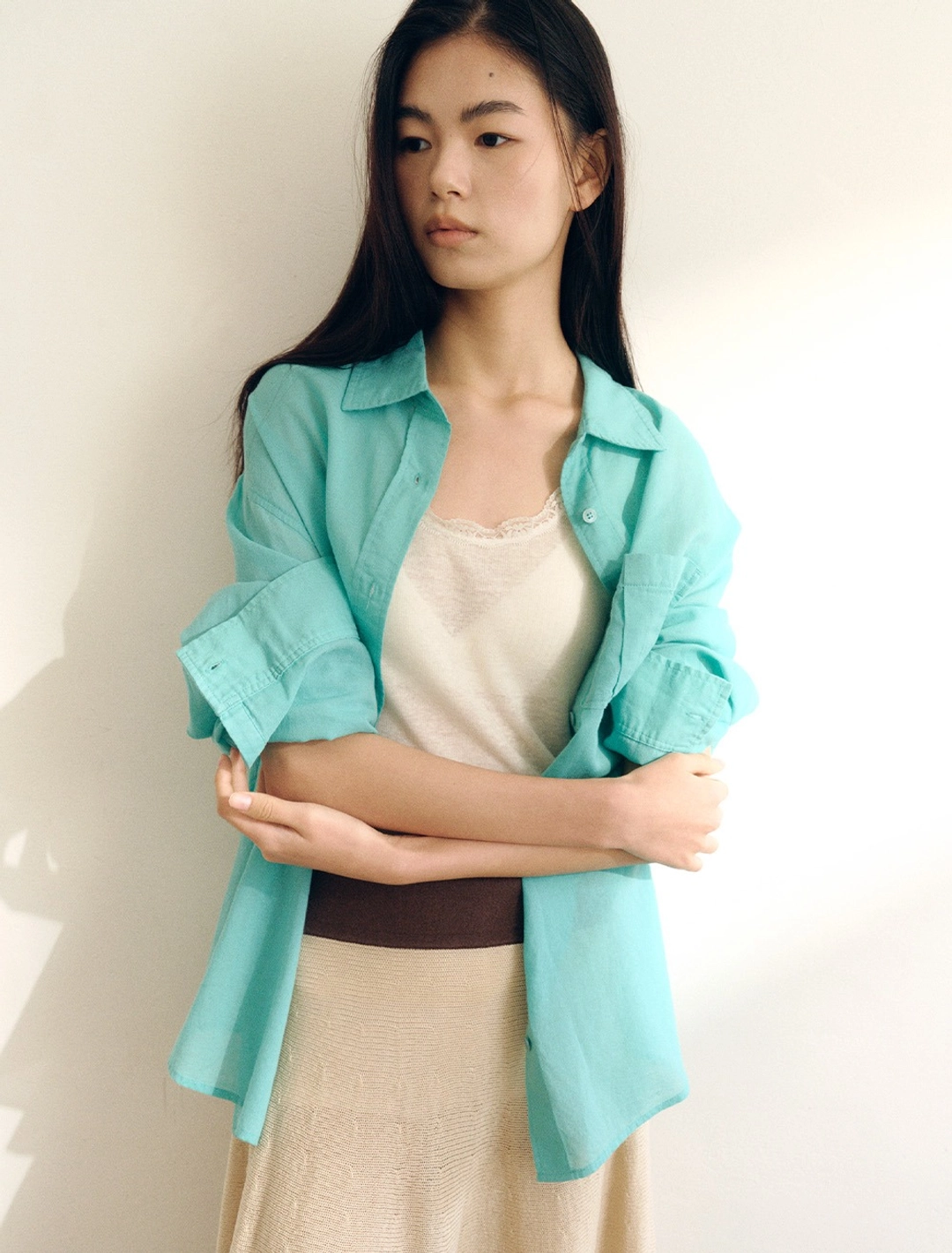 솔티페블 SOFT GAUZE ONE POCKET SHIRT [MINT] 상품 이미지 2