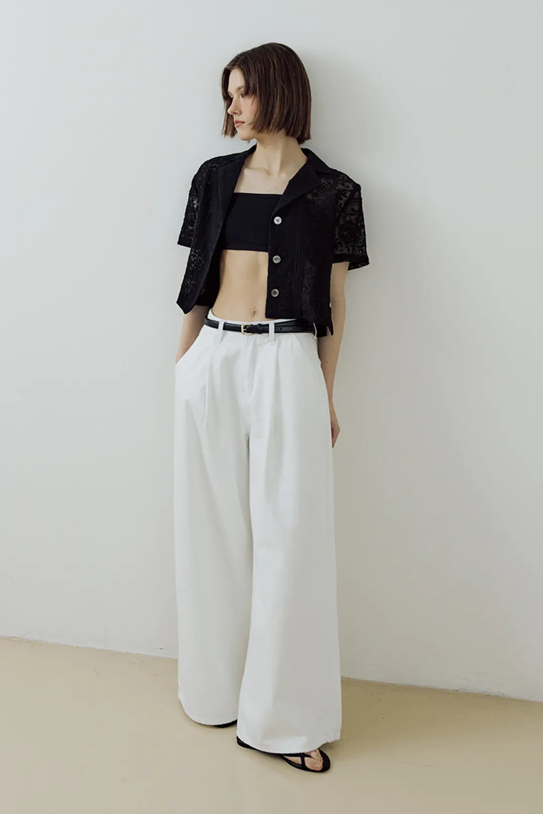 루시르주 [이나연님 착용] Pin tuck Ecru Denim Pants (white) 상품 이미지 1