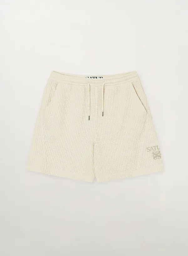 Waffle Banding Shorts - Cream