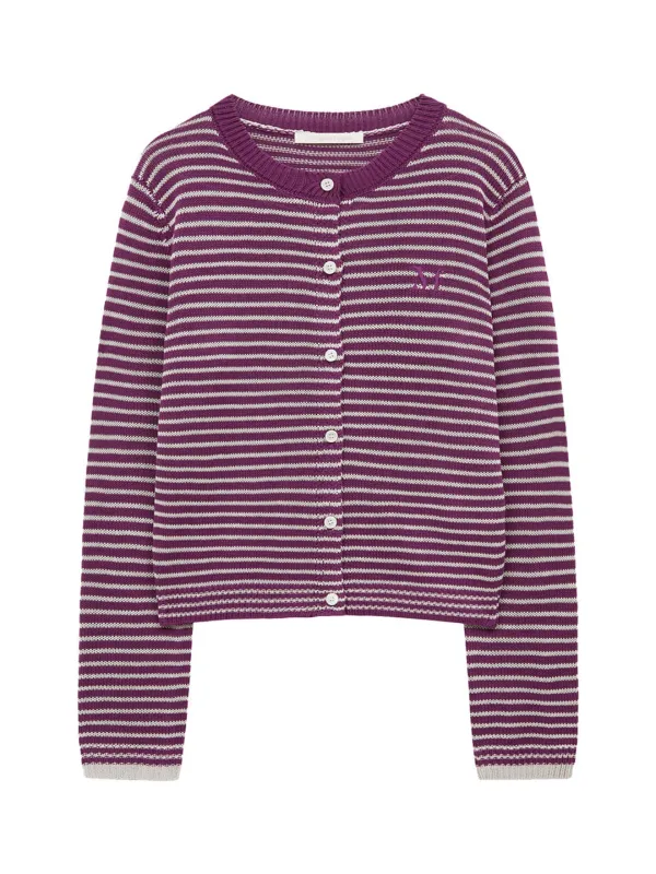 LOGO STRIPE CARDIGAN (PURPLE)