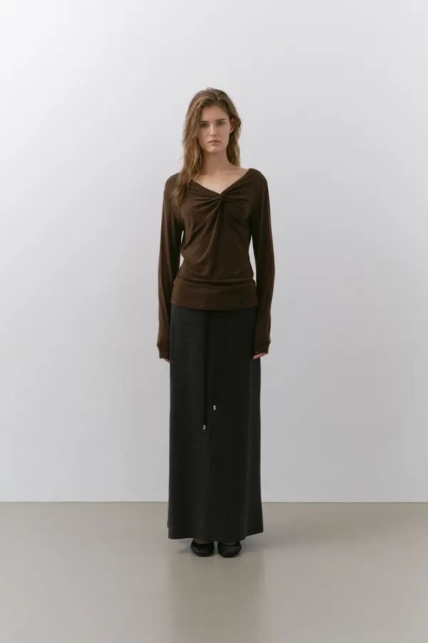 [가을버전] EASY RELAXED LONG SKIRT, CHARCOAL