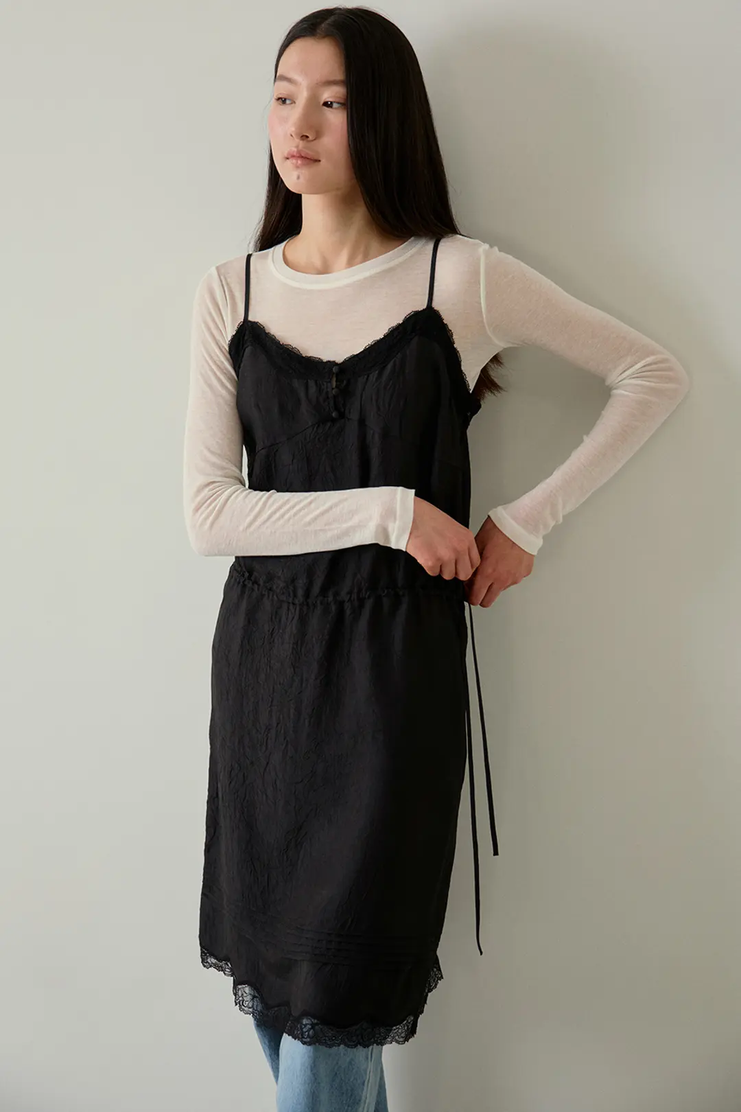 블랭크공삼 camisole lace dress (black) 상품 이미지 3