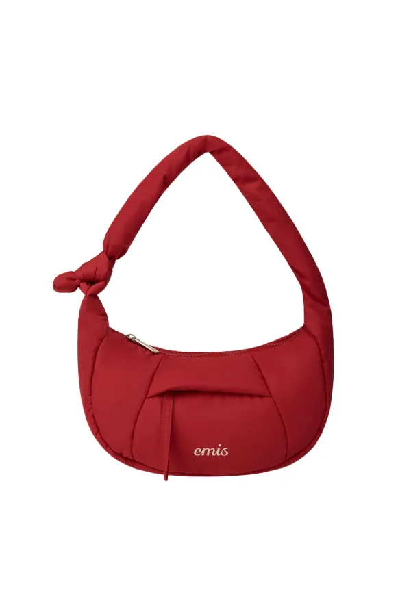 PADDED ZIP POCKET HOBO BAG-RED