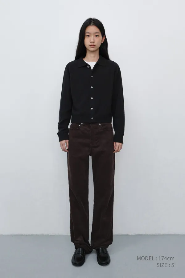 UNISEX COLLARED KNIT CARDIGAN BLACK_UDSW6C102BK