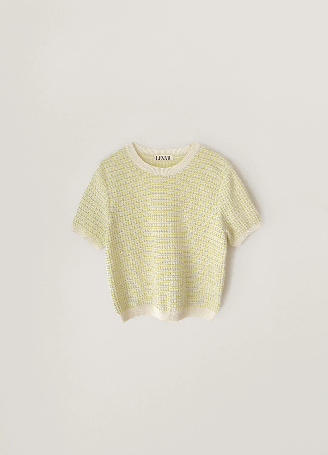 르바 Eyelet Jacquard Half Sleeve Knit - Lemon 상품 이미지 1