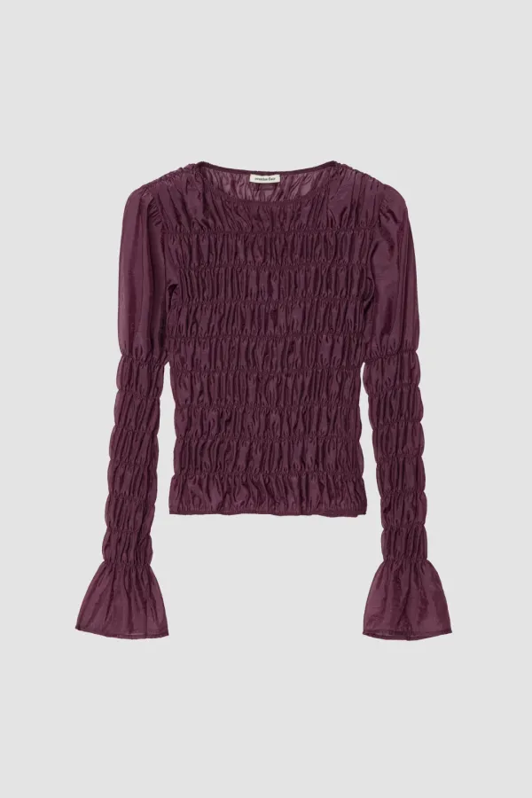 SMOCKED PUFF BLOUSE_ROSE GRAPE