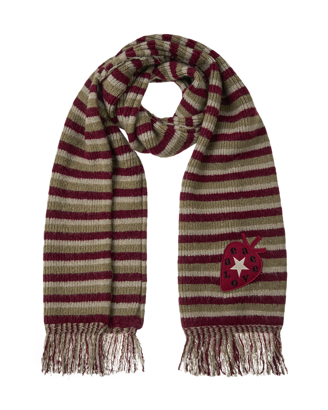 에이이에이이 STRIPE TASSEL MUFFLER [BURGUNDY] 상품 이미지 1
