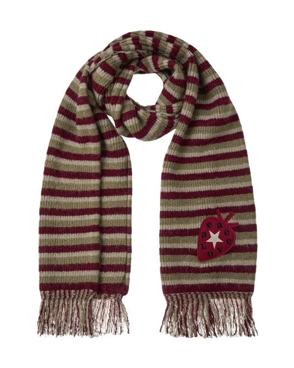 STRIPE TASSEL MUFFLER [BURGUNDY]