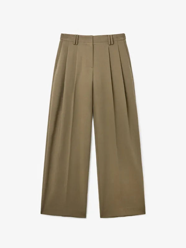 투턱 비조 와이드 팬츠_KHAKI BROWN