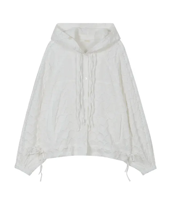 Jacquard Hoodie Jacket [White]