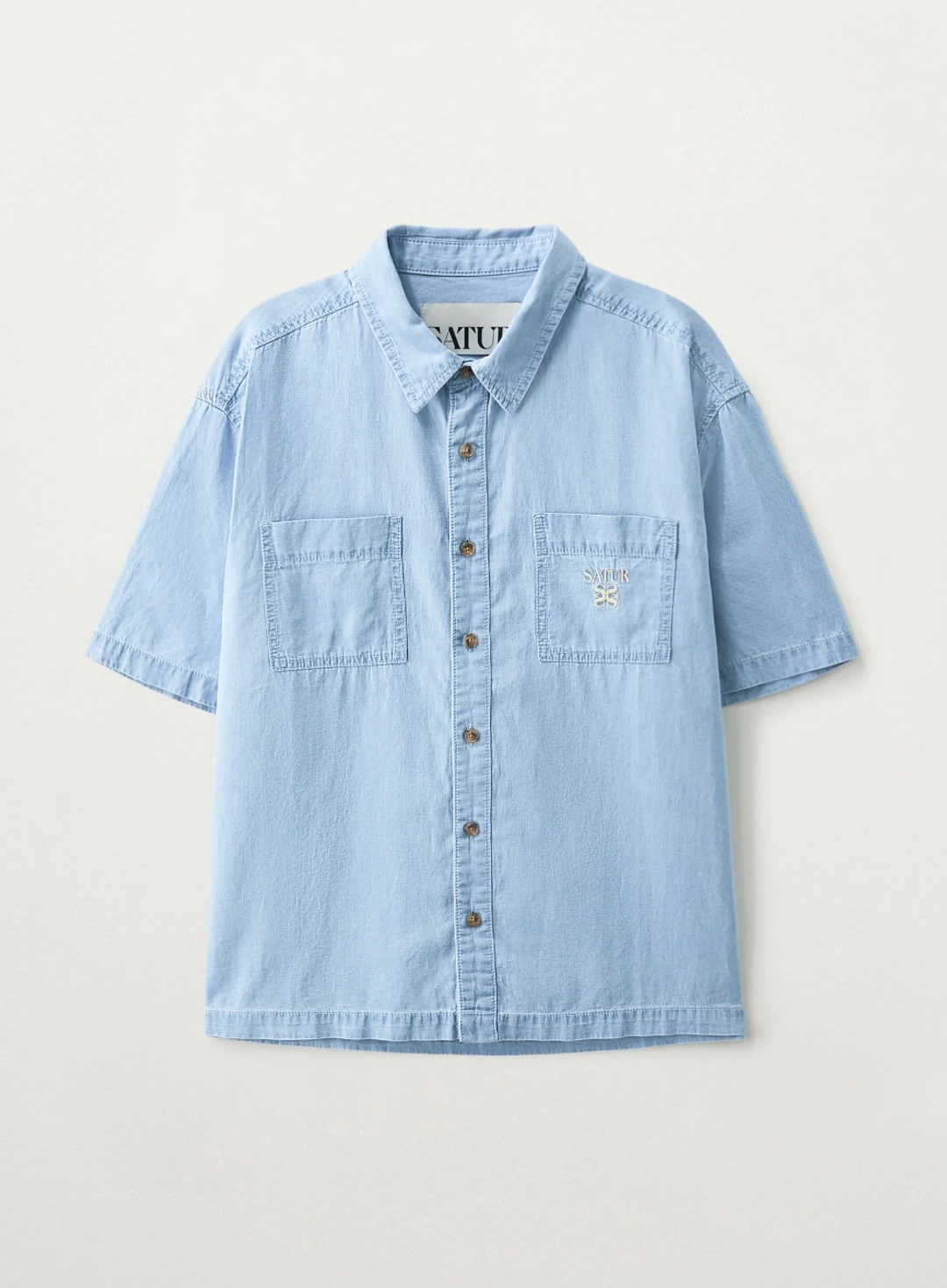 세터 Light Weight Denim Pocket Half Shirt - Light Blue 상품 이미지 1