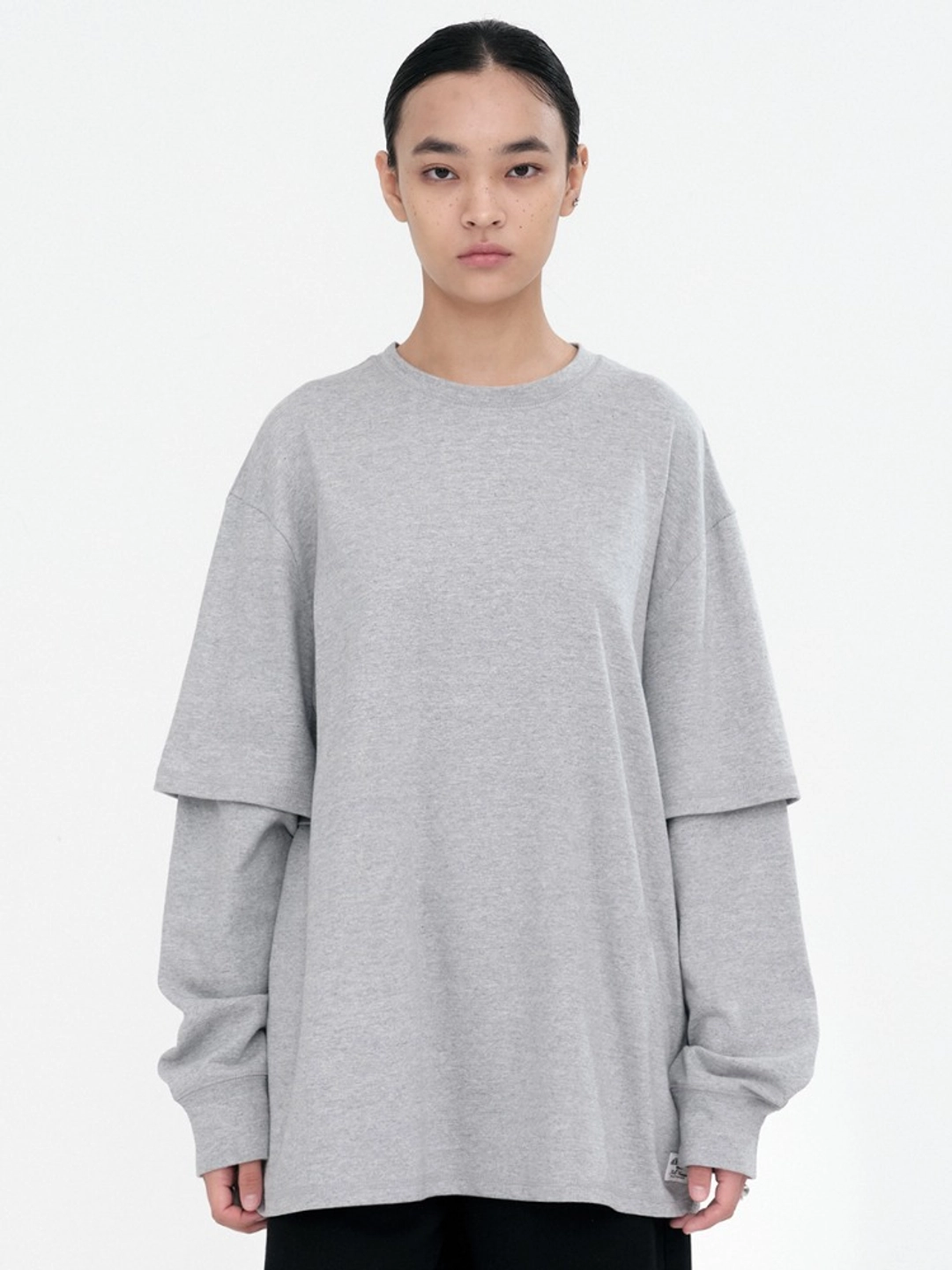 밀로 우먼 Double Sleeve T-Shirt [Melange Gray] 상품 이미지 2
