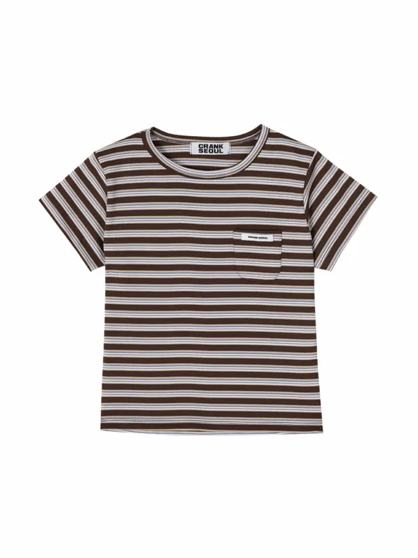 STRIPE POCKET TEE_BROWN