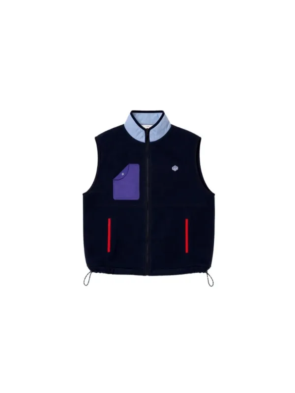 Round Pocket Fleece Vest Navy_F263VE01