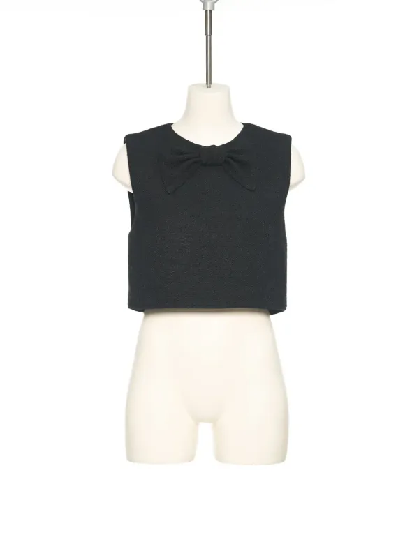PS25 BLACK RIBBON TWEED TOP