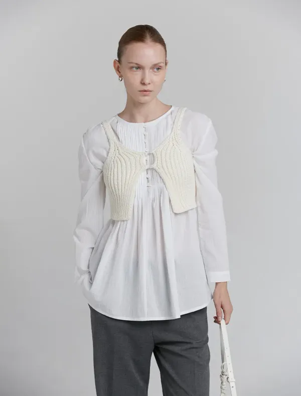 BOLD KNIT BUTTON BUSTIER [IVORY]