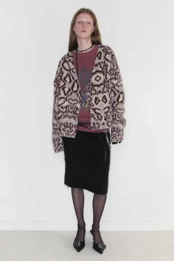 LEOPARD KNIT CARDIGAN - MULTI