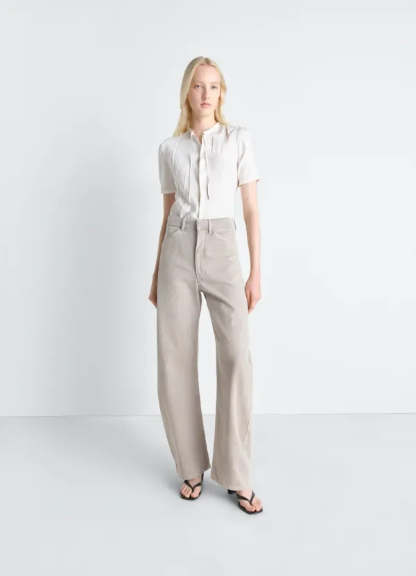 HIGH WAISTED CURVED PANTS IN BROKEN TWILL
