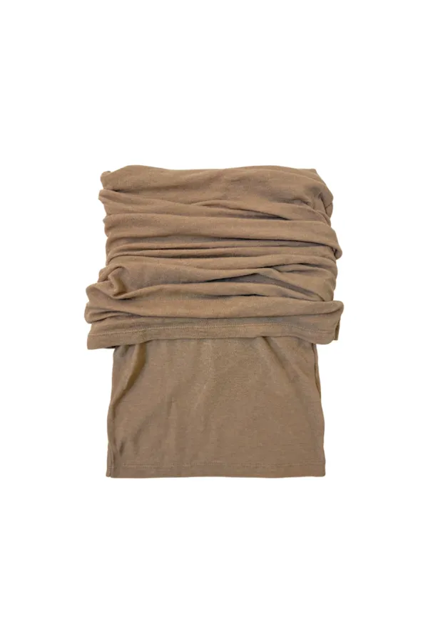 FOLDOVER OFF-SHOULDER TOP (TAN BEIGE)