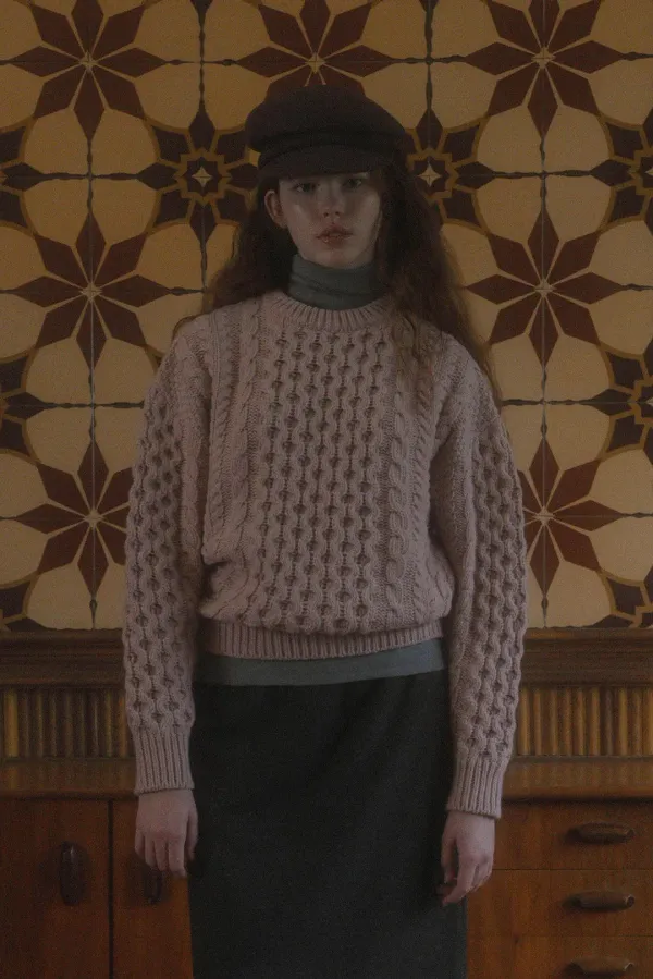 Usual cable knit_pink
