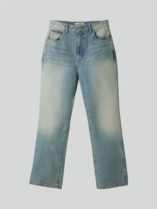 SEMI FLARE DENIM PANTS (LIGHT BLUE)