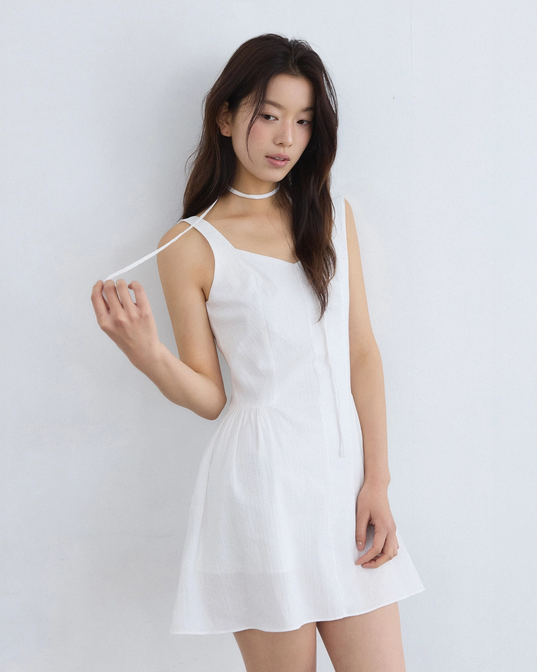 어다울 Fit flare sleeveless mini dress - white 상품 이미지 2