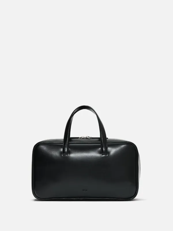 Large Tin square tote bag Glossy black