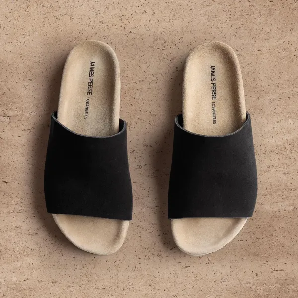 Women's Two Tone Suede Slide - Black/Sand
